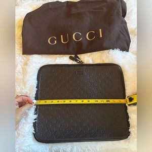 Gucci chocolate brown guccissima laptop or document holder.  Like New Condition